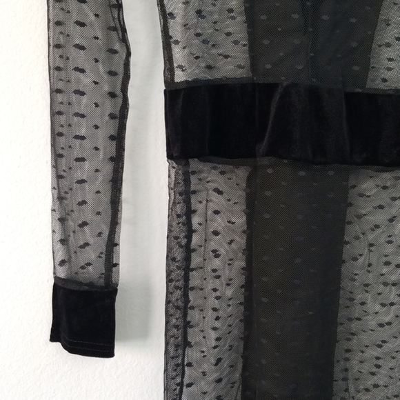 Velour & Mesh Contrast Mini Dress - Picture 7 of 8